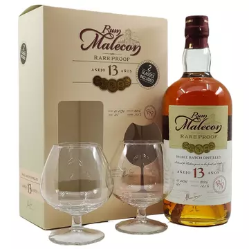 Malecon Rare Proof 13 éves rum díszdobozban 2 pohárral (0,7L / 50,5%)