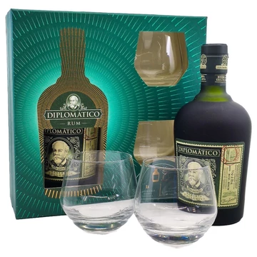 Diplomatico Exclusiva rum 2 db Old Fashioned pohárral Új Design DRS (0,7L / 40%)