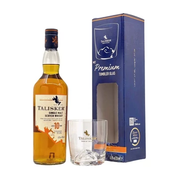 Talisker 10 éves whisky díszdobozban 1 pohárral DRS (0,7 l, 45,8%)