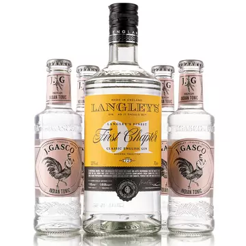 Langley's First Chapter gin + 4 db J. Gasco Indian Tonic (0,7L + 4X0,2L / 38%)