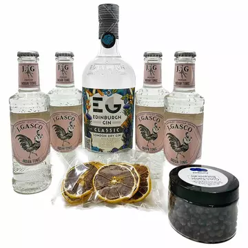 Edinburgh Dry gin + 4 db J.Gasco Indian Tonic (0,7L + 4X0,2L / 43%) + FŰSZER