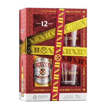 Chivas Regal 12 éves whisky díszdobozban 2 pohárral (0,7L / 40%)