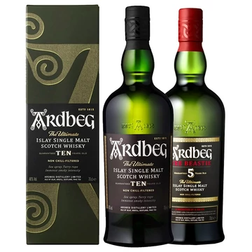 Ardbeg 10 éves whisky és Ardbeg 5 éves whisky DRS (1,4L / 46,7%)