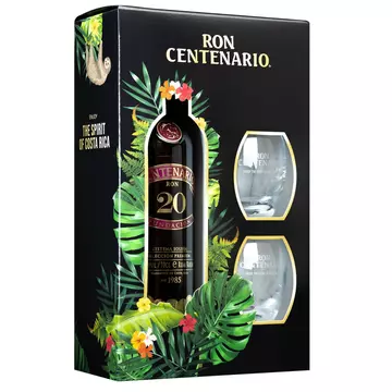 Centenario Fundacion 20 éves rum díszdobozban 2 pohárral (0,7L / 40%)