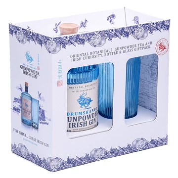 Drumshanbo Gunpowder gin díszdobozban 1 pohárral DRS (0,7L / 43%)
