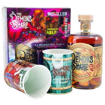 The Demons Share 6 éves rum ajándékcsomag két alumínium pohárral DRS (0,7L / 40%)