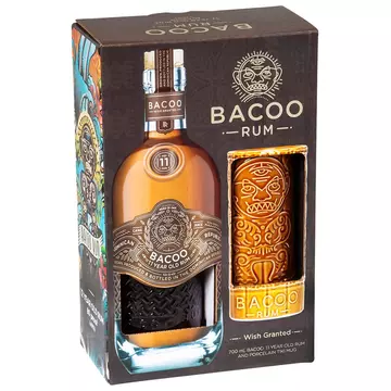 Bacoo 11 éves rum díszdobozban Tiki korsóval (0,7L / 40%)