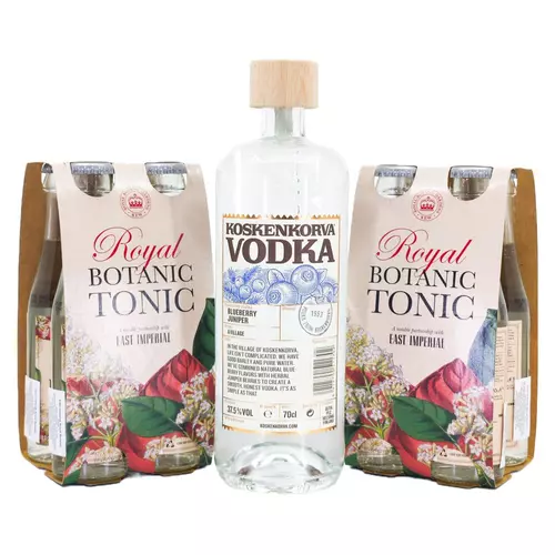 Koskenkorva Blueberry Juniper vodka (0,7L / 37,5%) - 4+4 ajándék East Imperial Royal Botanic Tonic