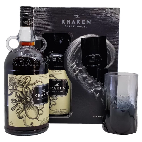 Kraken Black Spiced ajándékcsomag pohárral DRS (1L / 40%)