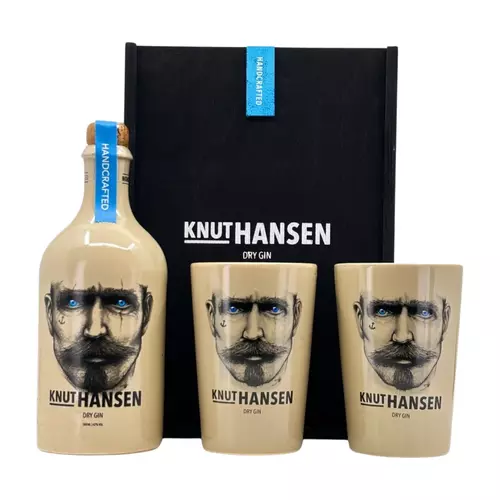 Knut Hansen Dry gin fa díszdobozban 2 pohárral (0,5L / 42%)