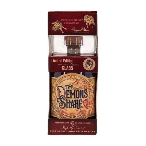 The Demons Share 6 éves rum díszdobozban 1 üvegpohárral DRS (0,7L / 40%)