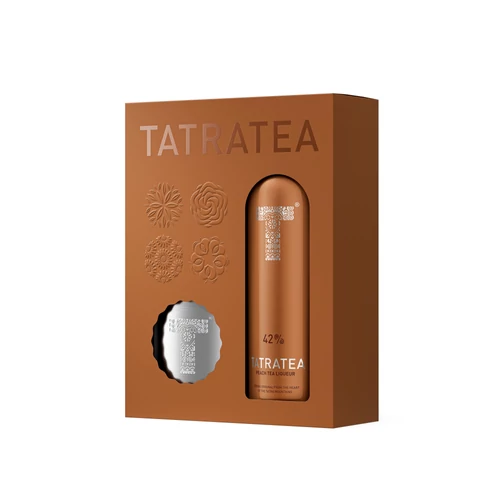 Tatratea 42% - Őszibarack ajándékcsomag flaskával DRS (0,7L / 42%)