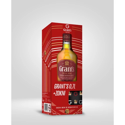 Grant's whisky ajándékcsomag zoknival DRS (0,7L / 40%)