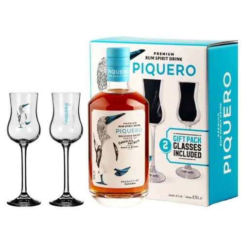 Piquero rum ajándékcsomag 2 tulipán pohárral DRS (0,7L/ 40%)