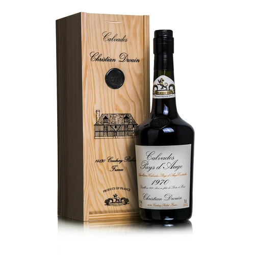 Christian Drouin calvados 1970 fadobozban (0,7L / 42%)
