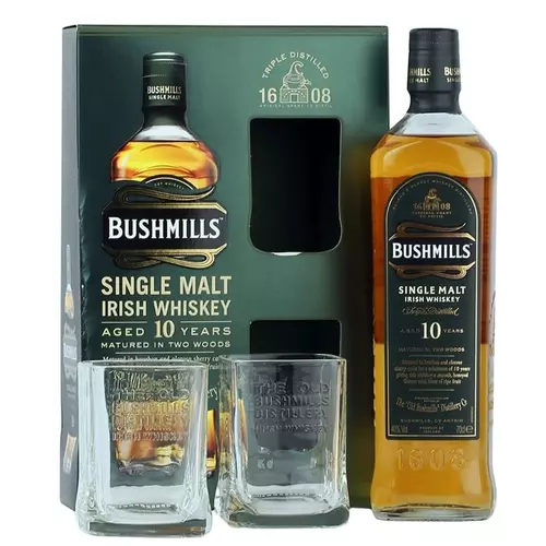 Bushmills Malt 10 éves - díszdobozban 2 pohárral (0,7L / 40%)