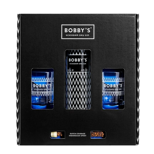 Bobby's gin ajándékcsomag 2 pohárral DRS (0,7L / 42%)