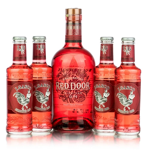 Red Door gin + 4 db J.Gasco Prémium Cseresznyés tonic DRS (0,7L + 4x0,2L / 45%)