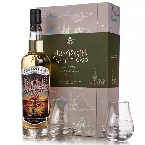 Compass Box The Peat Monster ajándékcsomag 2 pohárral (0,7L / 46%)