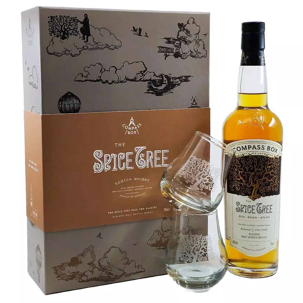 Compass Box Spice Tree ajándékcsomag 2 pohárral (0,7L / 46%)
